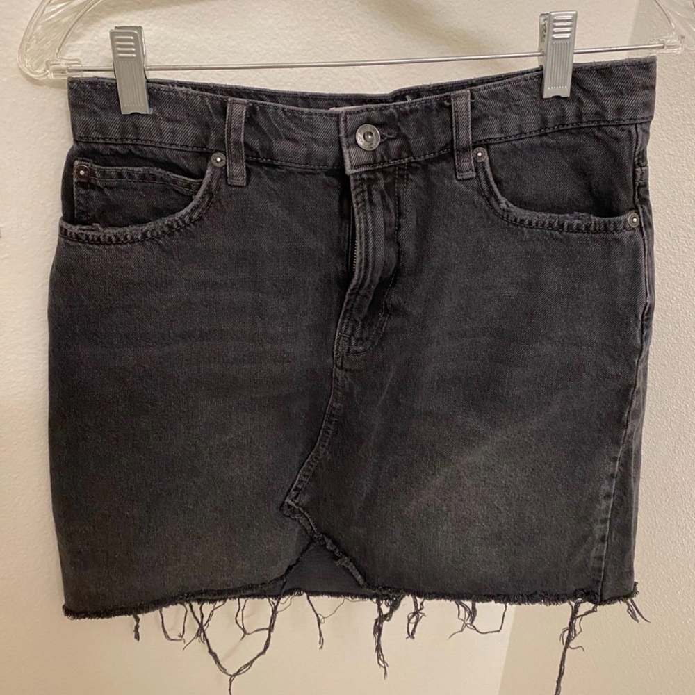 Free People We the Free Black Distressed Denim Mini Skirt Size S / 26 / 2
